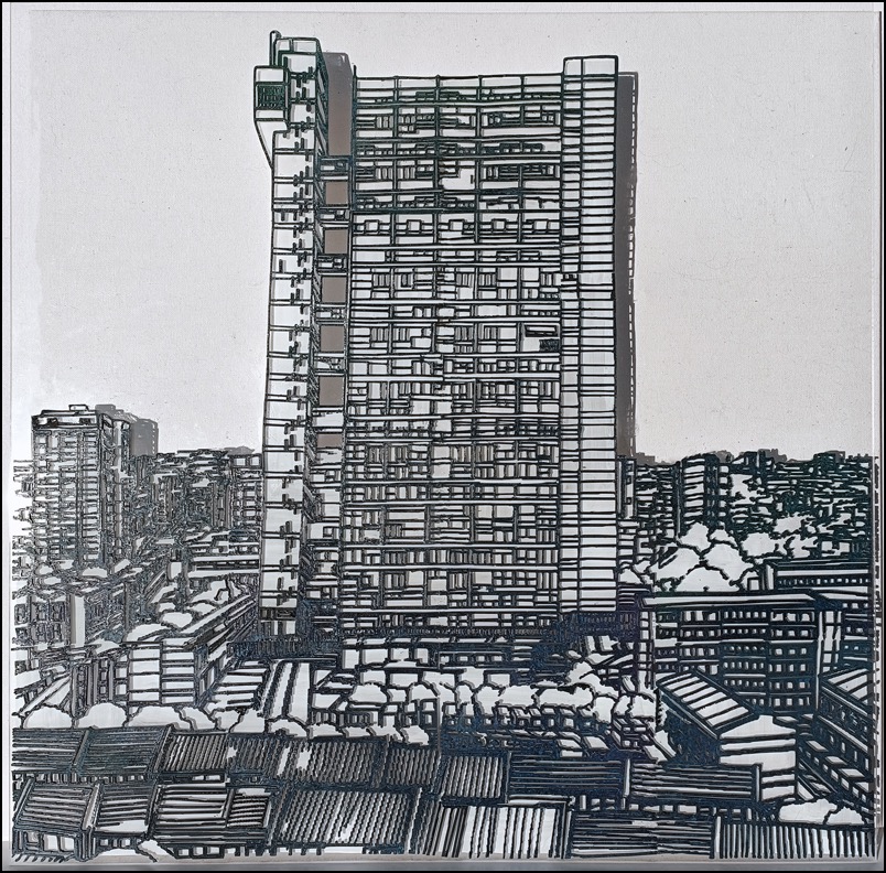 Trellick Tower 3D print on perspex